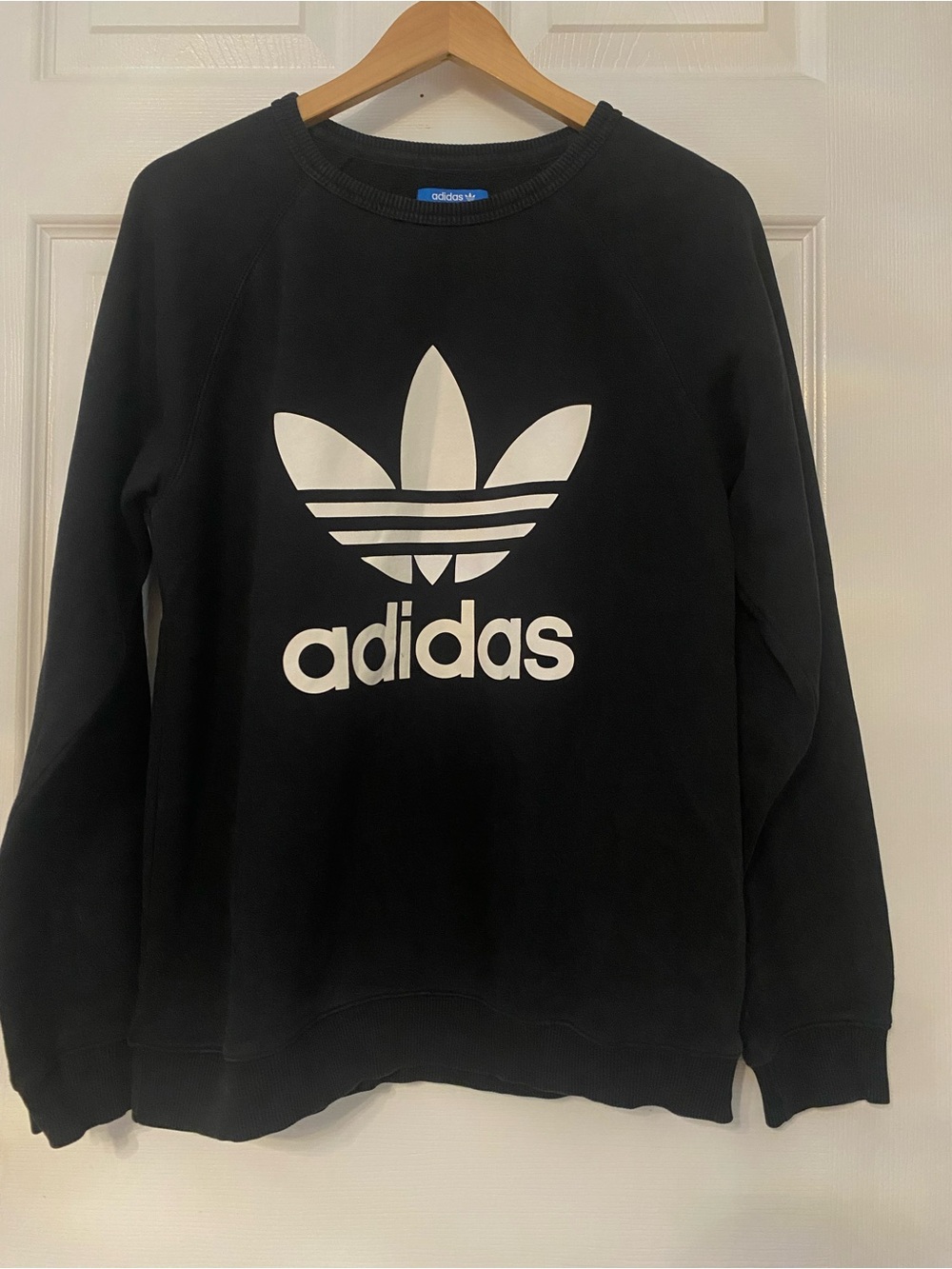 adidas Black Crewneck with White Trefoil Logo #23